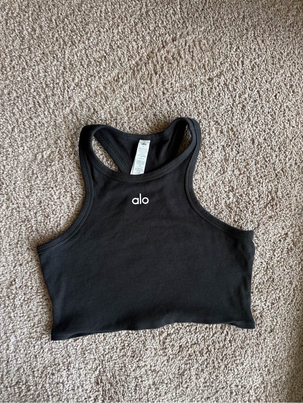 Alo Black Ribbed Racerback Crop Tank - Picture 5 of 12